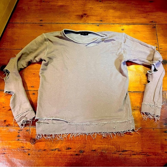 Revolve Alala long sleeve sweatshirt distressed destroyed cutout tan size small - Picture 1 of 12